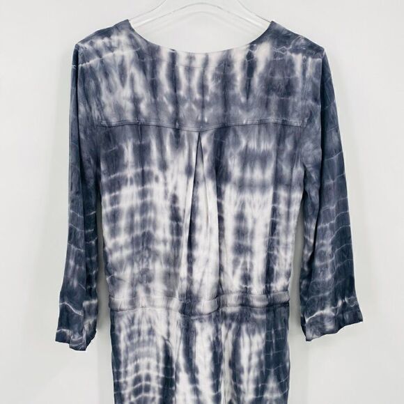 Anthropologie Cloth & Stone Size Small Gray & White Tie Dye 3/4 Sleeve Romper - Picture 9 of 10